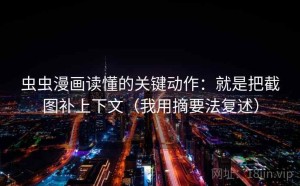 虫虫漫画读懂的关键动作：就是把截图补上下文（我用摘要法复述）